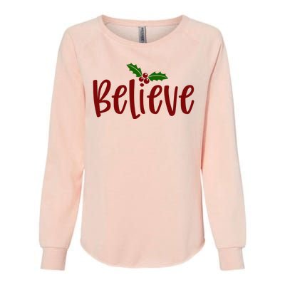 Believe Christmas Holiday Womens California Wash Sweatshirt