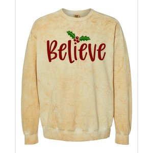 Believe Christmas Holiday Colorblast Crewneck Sweatshirt