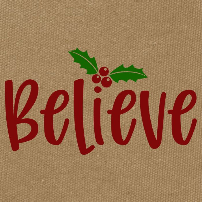 Believe Christmas Holiday Cotton Canvas Backpack