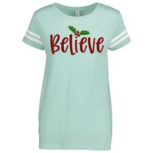 Believe Christmas Holiday Enza Ladies Jersey Football T-Shirt