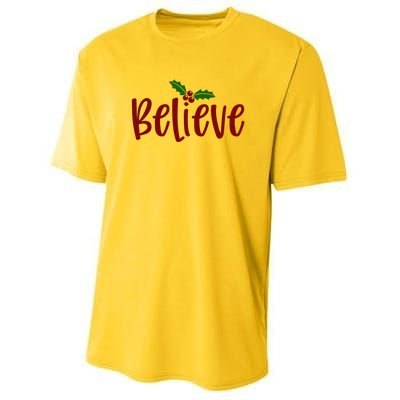 Believe Christmas Holiday Youth Performance Sprint T-Shirt