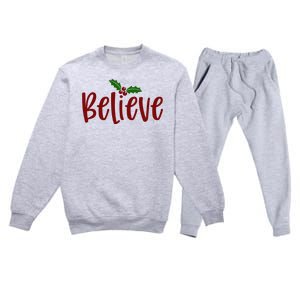 Believe Christmas Holiday Premium Crewneck Sweatsuit Set