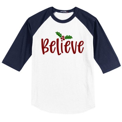 Believe Christmas Holiday Baseball Sleeve Shirt