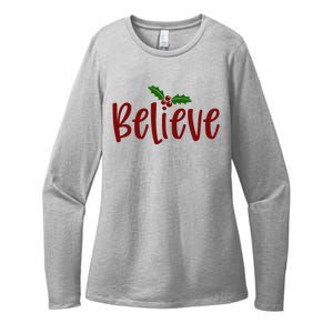 Believe Christmas Holiday Womens CVC Long Sleeve Shirt