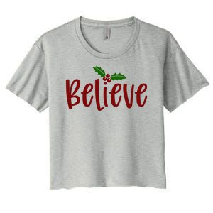 Believe Christmas Holiday Women's Crop Top Tee