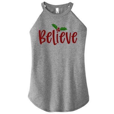 Believe Christmas Holiday Women’s Perfect Tri Rocker Tank