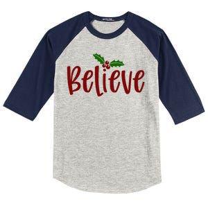 Believe Christmas Holiday Kids Colorblock Raglan Jersey