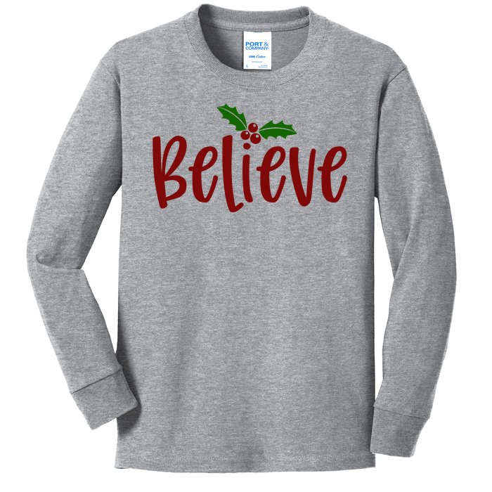 Believe Christmas Holiday Kids Long Sleeve Shirt