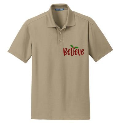 Believe Christmas Holiday Dry Zone Grid Polo