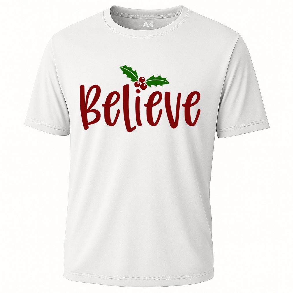 Believe Christmas Holiday Cooling Performance Crew T-Shirt