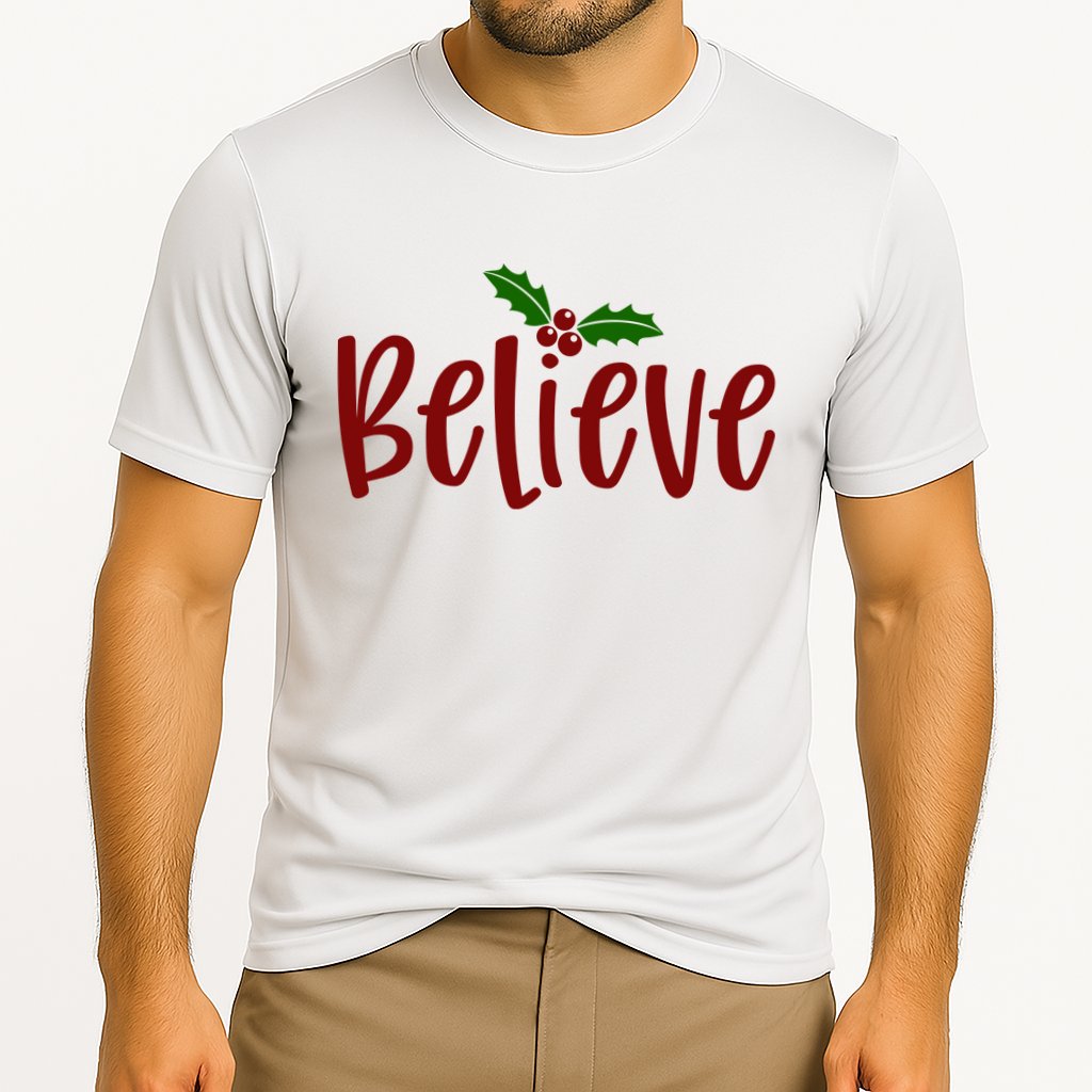 Believe Christmas Holiday Cooling Performance Crew T-Shirt