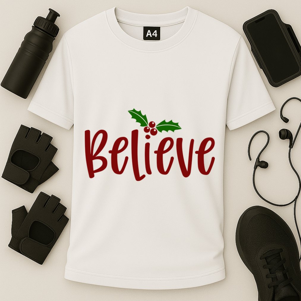Believe Christmas Holiday Cooling Performance Crew T-Shirt