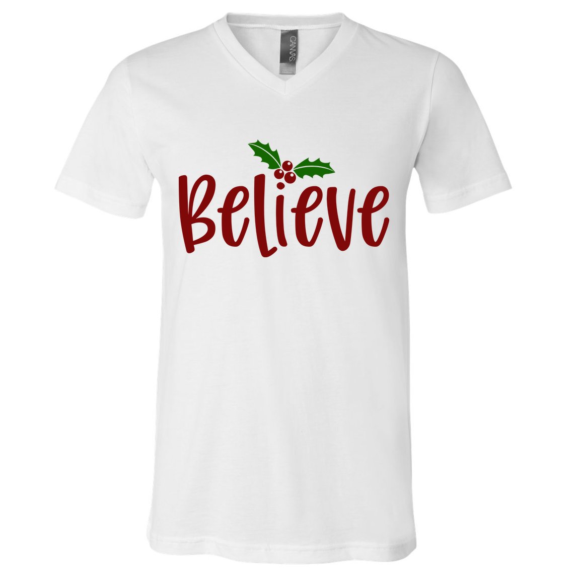Believe Christmas Holiday V-Neck T-Shirt