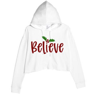 Believe Christmas Holiday Crop Fleece Hoodie