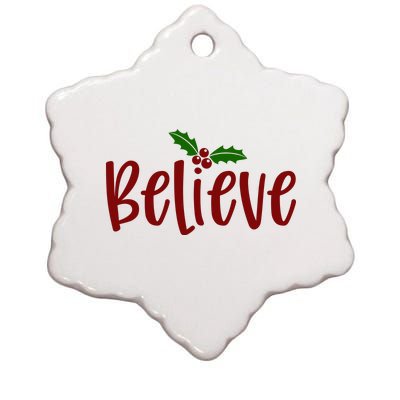 Believe Christmas Holiday Ceramic Star Ornament