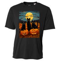 Black Cat Halloween Cat Lovers Starry Night Cat Van Gogh Cat Cooling Performance Crew T-Shirt