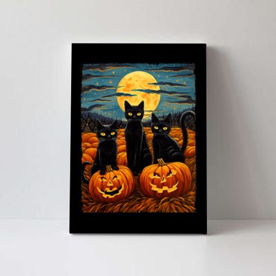 Black Cat Halloween Cat Lovers Starry Night Cat Van Gogh Cat Canvas