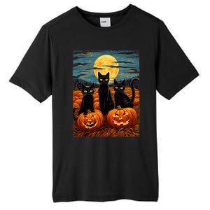 Black Cat Halloween Cat Lovers Starry Night Cat Van Gogh Cat Tall Fusion ChromaSoft Performance T-Shirt