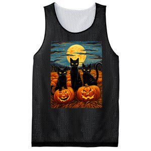 Black Cat Halloween Cat Lovers Starry Night Cat Van Gogh Cat Mesh Reversible Basketball Jersey Tank