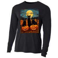 Black Cat Halloween Cat Lovers Starry Night Cat Van Gogh Cat Cooling Performance Long Sleeve Crew