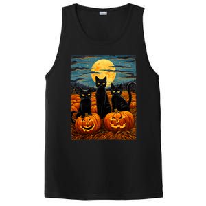 Black Cat Halloween Cat Lovers Starry Night Cat Van Gogh Cat PosiCharge Competitor Tank