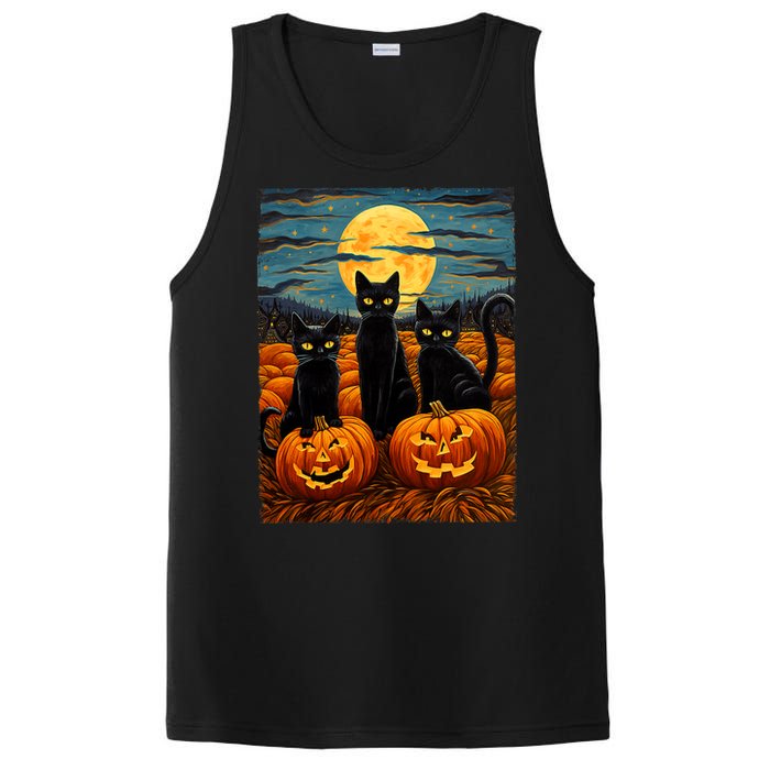 Black Cat Halloween Cat Lovers Starry Night Cat Van Gogh Cat PosiCharge Competitor Tank