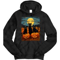 Black Cat Halloween Cat Lovers Starry Night Cat Van Gogh Cat Tie Dye Hoodie