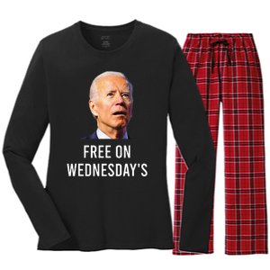 Biden Campaign Hawks ‘Free On Wednesdays’ Anti Trump Women's Long Sleeve Flannel Pajama Set 