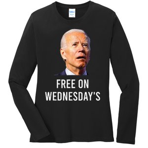 Biden Campaign Hawks ‘Free On Wednesdays’ Anti Trump Ladies Long Sleeve Shirt