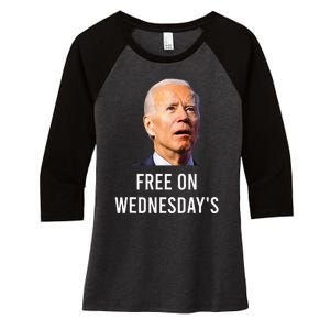 Biden Campaign Hawks ‘Free On Wednesdays’ Anti Trump Women's Tri-Blend 3/4-Sleeve Raglan Shirt