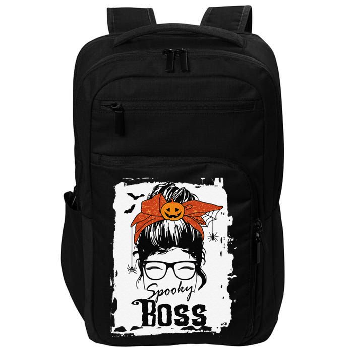 Boss Ceo Halloween Spooky Spider Messy Bun Hair Women Impact Tech Backpack