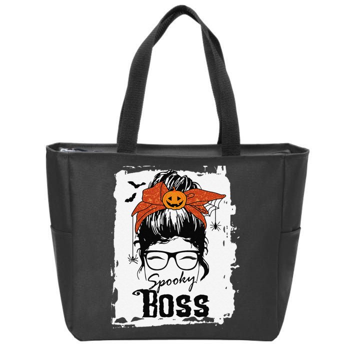 Boss Ceo Halloween Spooky Spider Messy Bun Hair Women Zip Tote Bag