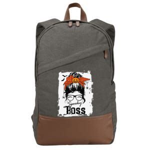 Boss Ceo Halloween Spooky Spider Messy Bun Hair Women Cotton Canvas Backpack