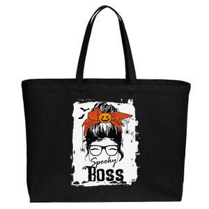 Boss Ceo Halloween Spooky Spider Messy Bun Hair Women Cotton Canvas Jumbo Tote