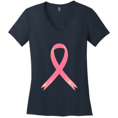 Breast Cancer Heartbeat Pulse Women's V-Neck T-Shirt