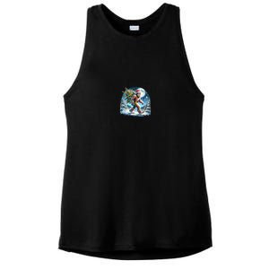 Bigfoot Christmas Holiday Sasquatch Xmas Ladies PosiCharge Tri-Blend Wicking Tank