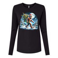 Bigfoot Christmas Holiday Sasquatch Xmas Womens Cotton Relaxed Long Sleeve T-Shirt