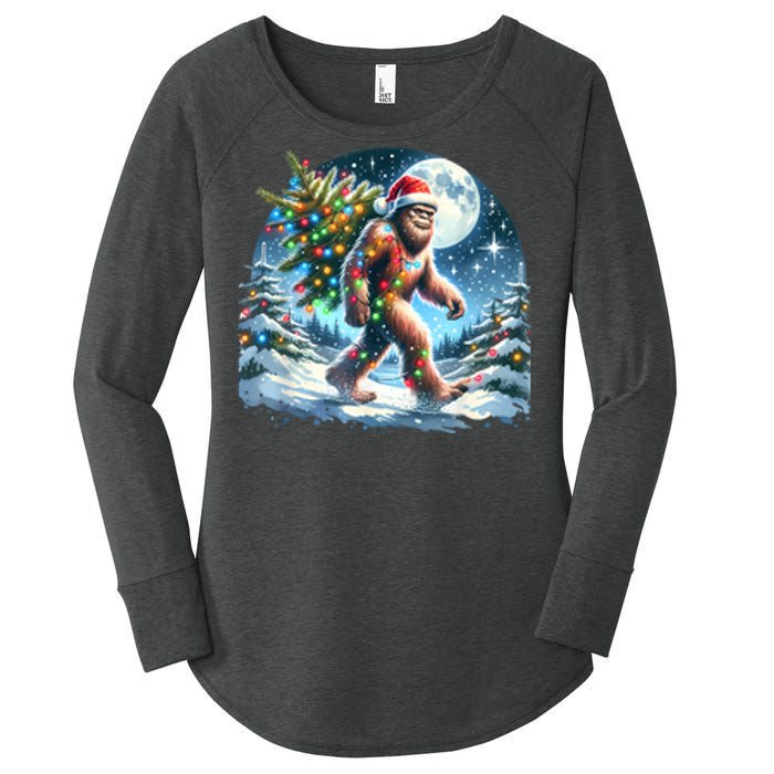 Bigfoot Christmas Holiday Sasquatch Xmas Women's Perfect Tri Tunic Long Sleeve Shirt