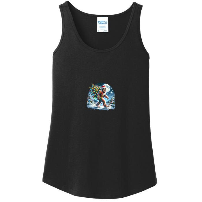 Bigfoot Christmas Holiday Sasquatch Xmas Ladies Essential Tank