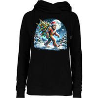 Bigfoot Christmas Holiday Sasquatch Xmas Womens Funnel Neck Pullover Hood