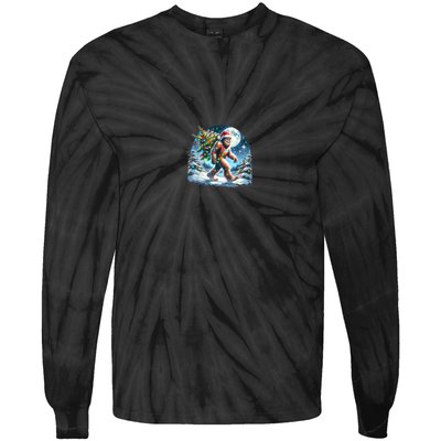 Bigfoot Christmas Holiday Sasquatch Xmas Tie-Dye Long Sleeve Shirt