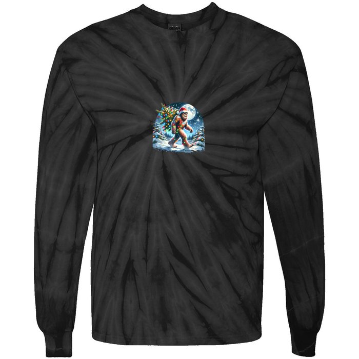 Bigfoot Christmas Holiday Sasquatch Xmas Tie-Dye Long Sleeve Shirt