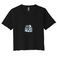 Bigfoot Christmas Holiday Sasquatch Xmas Women's Crop Top Tee