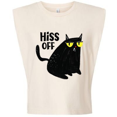 Black Cat Hiss Off For  Meow Cat Gifts Garment-Dyed Women's Muscle Tee