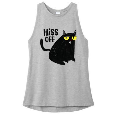 Black Cat Hiss Off For  Meow Cat Gifts Ladies PosiCharge Tri-Blend Wicking Tank