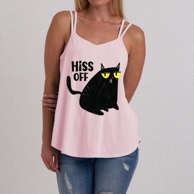 Black Cat Hiss Off For  Meow Cat Gifts Women's Strappy Tank