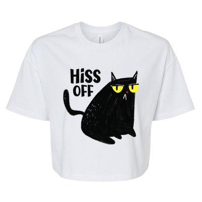 Black Cat Hiss Off For  Meow Cat Gifts Bella+Canvas Jersey Crop Tee