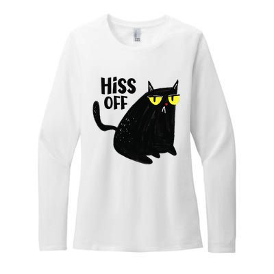 Black Cat Hiss Off For  Meow Cat Gifts Womens CVC Long Sleeve Shirt