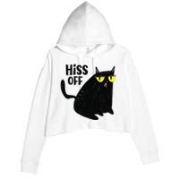 Black Cat Hiss Off For  Meow Cat Gifts Crop Fleece Hoodie