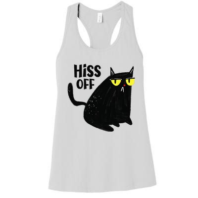 Black Cat Hiss Off For  Meow Cat Gifts Women's Racerback Tank